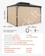 Užuolaidos pavėsinei, 281 x 373 x 213 cm, chaki spalva - Image 7