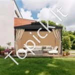 Užuolaidos pavėsinei, 281 x 373 x 213 cm, chaki spalva - Image 8