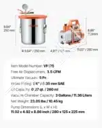 Vakuuminis siurblys su degazavimo kamera, 99 L/min - Image 7