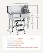 Vonia šunims iš nerūdijančio plieno su kairiosiomis durelėmis 87 x 48.8 x 102.5 cm - Image 7