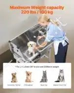 Vonia šunims iš nerūdijančio plieno su kairiosiomis durelėmis 87 x 48.8 x 102.5 cm - Image 4