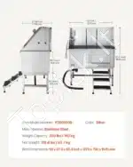 Vonia šunims iš nerūdijančio plieno su laiptais ir dešiniosiomis durelėmis (1270 x 700 x 1545 mm) - Image 7