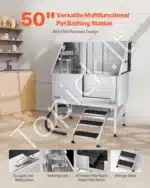 Vonia šunims iš nerūdijančio plieno su laiptais ir dešiniosiomis durelėmis (1270 x 700 x 1545 mm) - Image 2