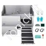 Vonia šunims iš nerūdijančio plieno su laiptais ir dešiniosiomis durelėmis (1550 x 790 x 1470 mm) - Image 8