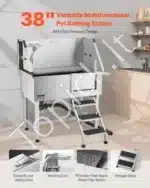 Vonia šunims iš nerūdijančio plieno su laiptais ir dešiniosiomis durelėmis (961 x 620 x 1220 mm) - Image 2