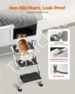 Vonia šunims iš nerūdijančio plieno su laiptais ir dešiniosiomis durelėmis (961 x 620 x 1220 mm) - Image 3