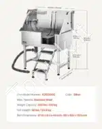 Vonia šunims iš nerūdijančio plieno su laiptais ir dešiniosiomis durelėmis (961 x 620 x 1220 mm) - Image 7