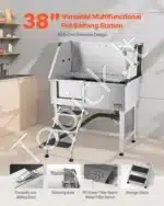 Vonia šunims iš nerūdijančio plieno su laiptais ir kairiosiomis durelėmis  (961 x 620 x 1220 mm) - Image 2