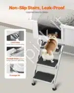 Vonia šunims iš nerūdijančio plieno su laiptais ir kairiosiomis durelėmis  (961 x 620 x 1220 mm) - Image 3