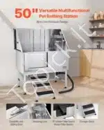 Vonia šunims iš nerūdijančio plieno su laiptais ir kairiosiomis durelėmis (1270 x 700 x 1545 mm) - Image 2