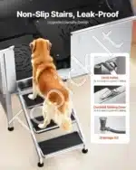 Vonia šunims iš nerūdijančio plieno su laiptais ir kairiosiomis durelėmis (1270 x 700 x 1545 mm) - Image 3