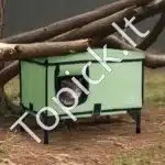 Šildomas katės namelis su stogeliu – 62,5 × 33 × 42 cm, žalia spalva - Image 7