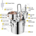 Įvairių stipriųjų gėrimų ir vandens distiliatorius - 12 L – Kompaktiškas nerūdijančio plieno ir vario rinkinys - Image 9
