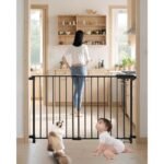 Šunų saugos vartai – juodi, sulankstomi, 75–109,2 cm pločio, 762 mm aukščio