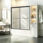 Sulankstomos dušo durys, berėmės, juodos, 142.2-152.4x152.4 cm