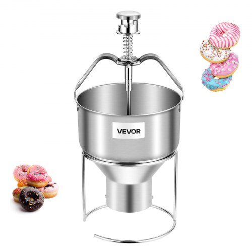 us2FTTQFPQ5L6DL0JZ8KTV02Fgoods_img-v12Fdonut-machine-m100-1.2.jpg Rankinis spurgų tešlos dozatorius | Nerūdijančio plieno | 2,4 l talpa | 6 reguliuojami storio nustatymai | Vienos rankos valdymas - Image 1
