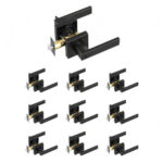 Durų rankenų su užraktu komplektas, 10 vnt., juoda, 35-45 mm