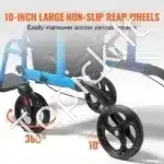 2-in-1 rolatorius ir transporto kėdė, sulankstomas, lengvas aliuminio lydinio rėmas, mėlynas, 20 cm ir 25 cm ratai, iki 136 kg - Image 4