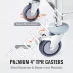 3 Aukštų Mobilus Laboratorinis Vežimėlis – Nerūdijantis Plienas, 181 kg - Image 3