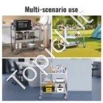 3 Aukštų Mobilus Laboratorinis Vežimėlis – Nerūdijantis Plienas, 181 kg - Image 5