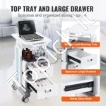 3 Aukštų Serviravimo/Medicininis Vežimėlis Su 2 Stalčiais – ABS Medžiaga, 50 kg Talpa, 485 x 363 x 745 mm - Image 4