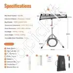 30 tonų Ksilofonas / Metalofonas su stovu, Aliuminis / Medienos imitacija - Image 6