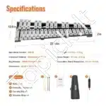 32 tonų Ksilofonas / Metalofonas su dėklu, Aliuminis / Medienos imitacija - Image 6