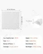 3D sienų plokštės, 12 vnt., 50x50 cm, banguotas raštas, matinės baltos - Image 7