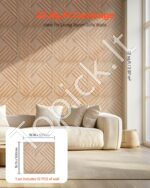 3D sienų plokštės, 12 vnt., 50x50 cm, šviesios medienos raštas  - Image 5