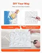 3D sienų plokštės, 33 vnt., 30x30 cm, deimanto raštas, baltos - Image 3