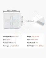 3D sienų plokštės, 33 vnt., 30x30 cm, gėlių raštas, baltos - Image 7