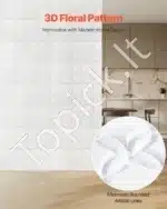 3D sienų plokštės, 33 vnt., 30x30 cm, gėlių raštas, baltos - Image 2