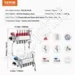 5 Kontūrų Kolektorius Grindiniam Šildymui | Nerūdijantis Plienas | Srauto Balansavimas 5 L/min - Image 6