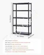 5 lygių plieninė sandėliavimo lentyna garažui, sandėliui ar dirbtuvėms – 182,9 × 101,6 × 45,7 cm - Image 3