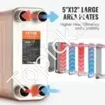 80 Plokštelių Plieno Šilumokaitis 1 1/4" MNPT (127x305x225 mm) | 316L Nerūdijantis Plienas/Varis | 780-1080 K BTU/val. Galia - Image 3