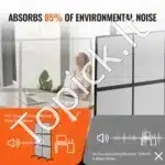 Akustinė biuro/kambario pertvara, dviguba panelė, pilka, 186x171x39 cm - Image 2