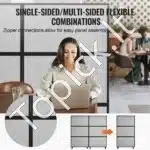 Akustinė biuro/kambario pertvara, dviguba panelė, pilka, 186x171x39 cm - Image 4