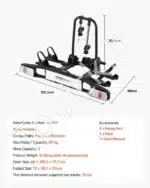 Atlenkiamas dviračių laikiklis automobiliui, ant kablio, 2 dviračiams, 36 kg - Image 7