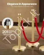 Auksiniai atitvarų stulpeliai su raudonomis virvėmis, 4 vnt. / 1.5 m - Image 2