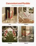 Auksiniai atitvarų stulpeliai su raudonomis virvėmis, 4 vnt. / 1.5 m - Image 5