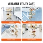 Auksinis 2 Aukštų Serviravimo Vežimėlis – Nerūdijantis Plienas 201, 25 kg Talpa, 395 x 480 x 850 mm, Klinikoms/Virtuvei - Image 5