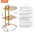 Auksinis 2 Aukštų Serviravimo Vežimėlis – Nerūdijantis Plienas 201, 25 kg Talpa, 395 x 480 x 850 mm, Klinikoms/Virtuvei - Image 6