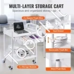 2 Aukštų Medicininis Vežimėlis – 2 Stalčiai, 3 Konteineriai, 50 kg,705 x 445 x 900 mm - Image 4