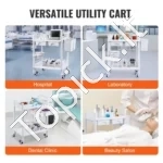 2 Aukštų Medicininis Vežimėlis – 2 Stalčiai, 3 Konteineriai, 50 kg,705 x 445 x 900 mm - Image 5