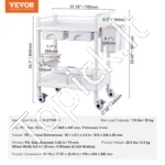2 Aukštų Medicininis Vežimėlis – 2 Stalčiai, 3 Konteineriai, 50 kg,705 x 445 x 900 mm - Image 6