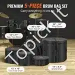 Būgnų dėklų komplektas, 5 dalys, 1680D Oxford audinys - Image 2