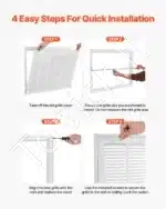 Didelės Plieninės Ventiliacijos Grotelės su Lamelėmis (83x57,2x4 cm) | Baltos Atvamzdžio Grotelės | Angai 75,5x50,5 cm - Image 5