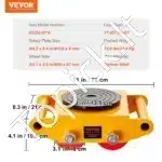 Didelės galios transportavimo platforma 8 t – 280 × 210 × 105 mm, anglinio plieno su 360° pasukama platforma ir keturiais PU ratukais - Image 3