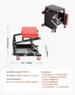 Dirbtuvių kėdė su ratukais, 42x36x44 cm / 136 kg - Image 7