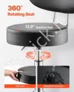 Dirbtuvių kėdė su ratukais, 51-67 cm / 136 kg - Image 5